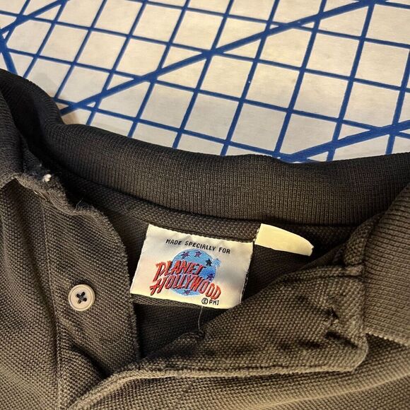 Vintage Planet Hollywood Aspen Polo Shirt Size Medium Black Embroidered Logo - Picture 8 of 8